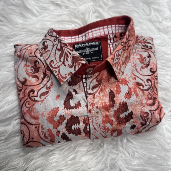 BARABAS Shirt XL Slim Fit Limited Edition Print Long Sleeve Button Up Paisley